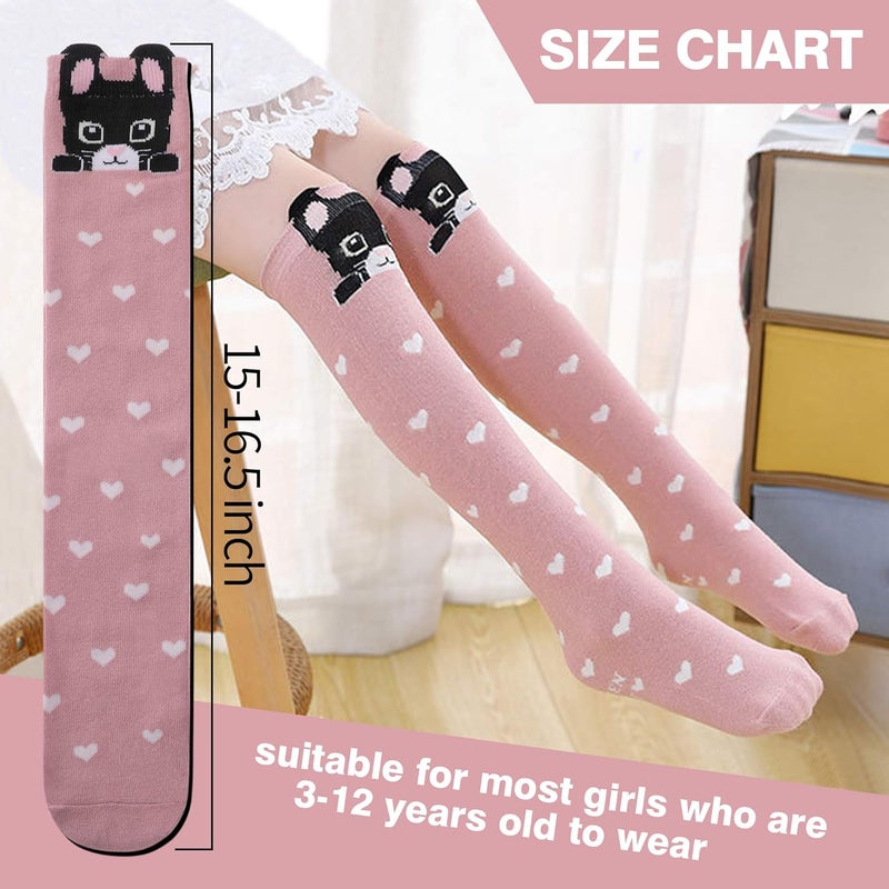 SDBING Kids Girls Knee High Socks Crazy Funny Gift Novelty Soft Cute Animal Dress Long Socks 6 Pairs - Image 2